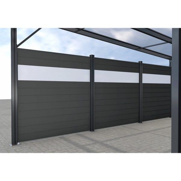 Gutta Seitenwand Carport Premium Anthrazit WPC Dielen Dunkelgrau mit PC Paneele