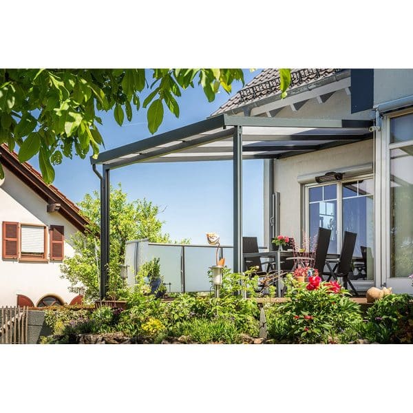 Gutta Terrassenüberdachung Premium 309 cm x 306 cm Anthrazit Polycarbonat Streif