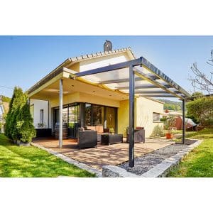 Gutta Terrassenüberdachung Premium 410 cm x 306 cm Anthrazit Polycarbonat Streif