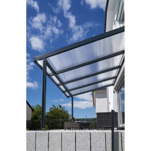 Gutta Terrassenüberdachung Premium 410 cm x 406 cm Anthrazit Polycarbonat Streif