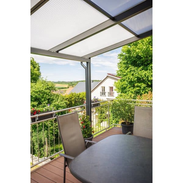 Gutta Terrassendach Prem. Anthrazit Stegpl PC Streifen Weiß 9.135 mm x 4.060 mm