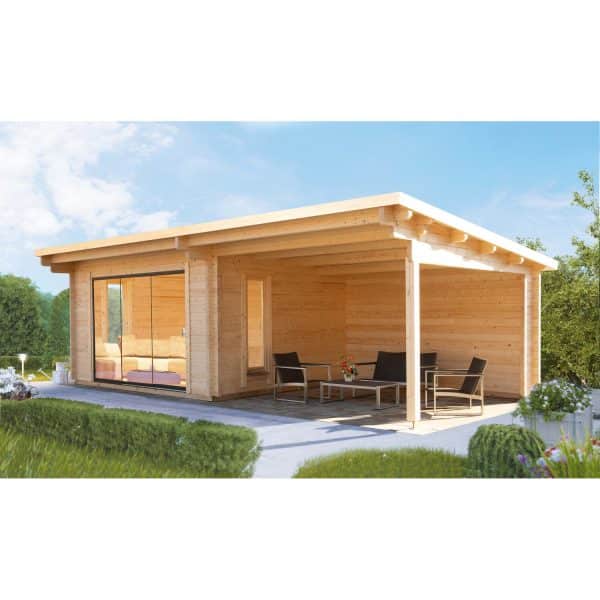 Wolff Finnhaus Holz-Gartenhaus/Gerätehaus Trondheim 70 D BxT: 830x360cm Links: 380cm Anbau