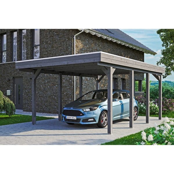 Carport Friesland Schiefergrau 397 x 555 cm mit Aluminiumdach