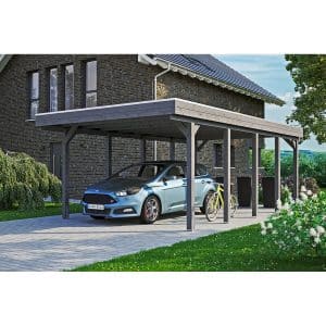 Carport Friesland Schiefergrau 397 x 708 cm mit EPDM-Dach