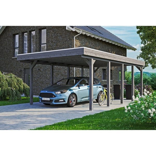 Carport Friesland Schiefergrau 397 x 708 cm mit EPDM-Dach