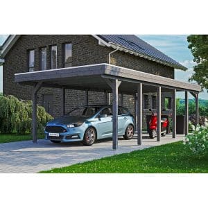 Carport Friesland Schiefergrau 397 x 860 cm mit Aluminiumdach