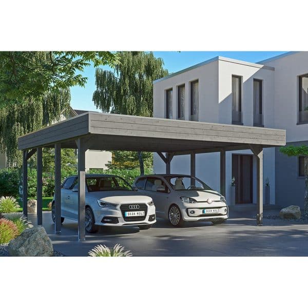 Carport Friesland Schiefergrau 557 x 555 cm mit EPDM-Dach