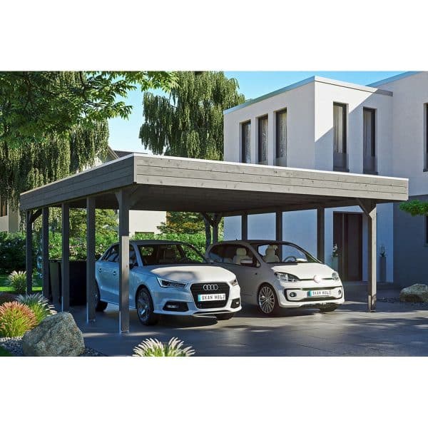 Carport Friesland Schiefergrau 557 x 708 cm mit Aluminiumdach