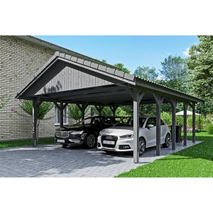 Satteldach-Carport Wallgau Schiefergrau 620 x 750 cm Dachlattung