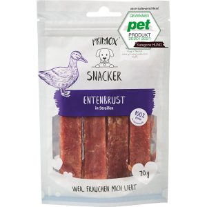 Primox Hunde-Snack Snacker in Streifen Entenbrust 70 g