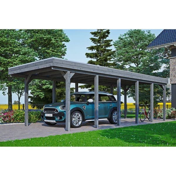 Carport Friesland Schiefergrau 314 x 860 cm mit Aluminiumdach