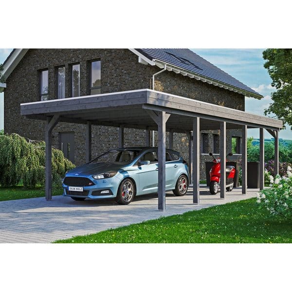 Carport Friesland Schiefergrau 397 x 860 cm mit EPDM-Dach