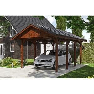 Satteldach-Carport Wallgau Nussbaum 380 x 600 cm Dachlattung