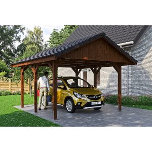 Satteldach-Carport Wallgau Nussbaum 430 x 500 cm Dachlattung