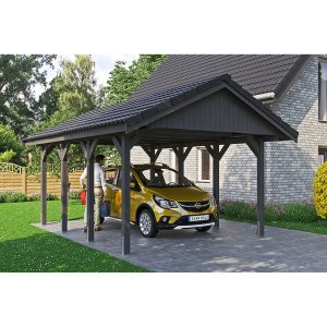 Satteldach-Carport Wallgau Schiefergrau 430 x 600 cm Dachlattung