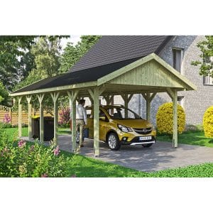 Satteldach-Carport Wallgau 430 x 900 cm schwarze Schindeln