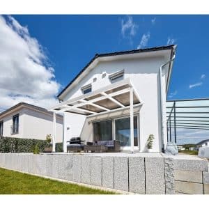 Terrassenüberdachung Premium (BxT) 410 cm x 306 cm Weiß Polycarbonat Bronce
