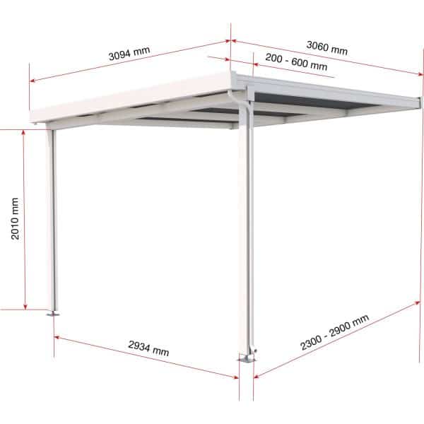 Terrassenüberdachung Premium (BxT) 309 cm x 306 cm Weiß Polycarbonat Opal