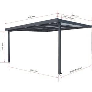 Terrassenüberdachung Premium Bausatz (BxT) 410 cm x 406 cm Anthrazit