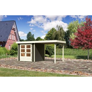 Karibu Holz-Gartenhaus/Gerätehaus Raala 2 Terragrau 433 cm x 213 cm