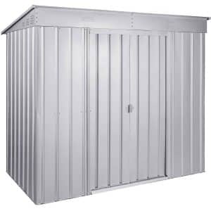 Globel Metall-Gerätehaus Skillion 84 B x T: 234 cm x 113 cm Silber Metallic