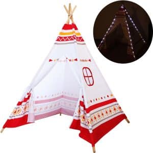 Sunny LED Tipi Zelt Rot/Weiß