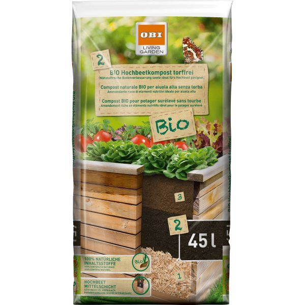 OBI Bio Hochbeetkompost torffrei 1 x 45 l