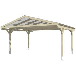 Skan Holz Carport Westerwald Nussbaum 570 x 541 cm