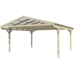 Skan Holz Carport Westerwald Eiche hell  570 x 648 cm