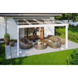 Skan Holz Terrassenüberdachung Modena 434 x 307 cm Aluminium Weiß