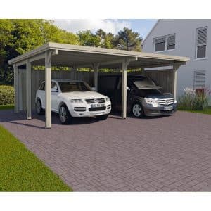 Weka Flachdach-Doppelcarport 618 Gr.1 mit PVC-Dachplatten 603 cm x 512 cm