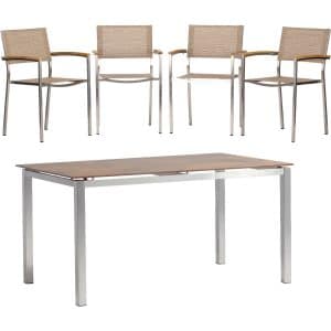 Acamp Set 4x Stapelsessel Skye 1x Tisch Skye 150 cm x 90 cm Edelstahl-Cemento