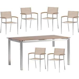 Acamp Set 6x Stapelsessel Skye 1x Tisch Skye 150 cm x 90 cm Edelstahl-Cemento