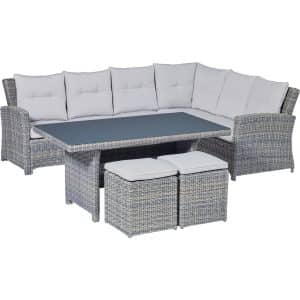 Lounge-Set mit Esstisch Vermont 5-teilig Polyrattan Wave Cliff