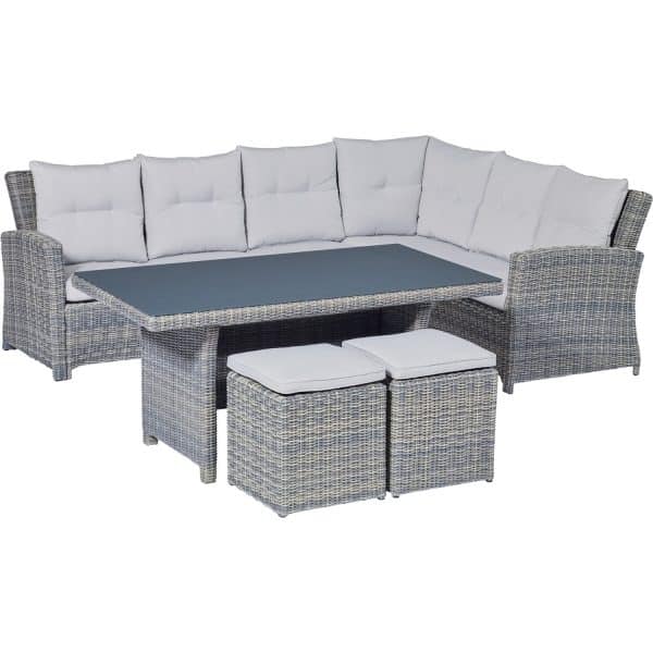 Lounge-Set mit Esstisch Vermont 5-teilig Polyrattan Wave Cliff