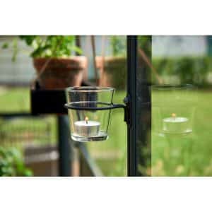 Juliana Teelichthalter für die Montage an Gewächshausprofilen Schwarz mit Glas