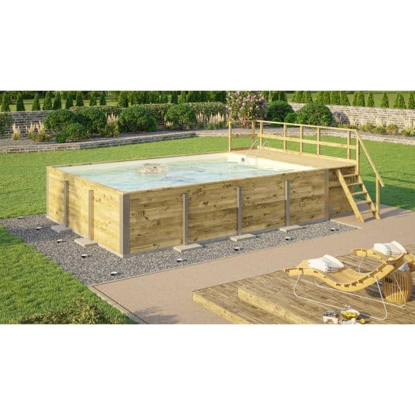 Weka Massivholzpool 595 Gr.2 Technikraum/Sonnendeck 490 x 644 x 203 cm Sand