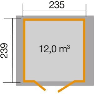 Weka Gartenhaus/Gerätehaus 224 A Gr.2 280 x 234 x 238 cm Grau