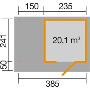 Weka Designhaus 172 A Gr.1 Anbau 147 cm 430 x 314 x 226 cm Schwedenrot