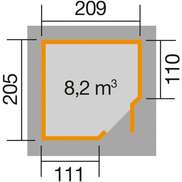 Weka Gartenhaus/Gerätehaus 229 A Gr.1 244 x 244 x 217 cm Schwedenrot