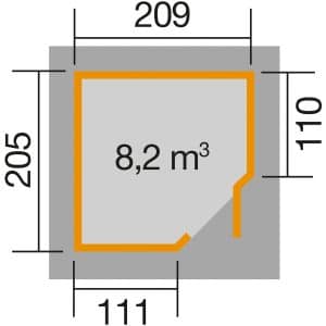 Weka Gartenhaus/Gerätehaus 229 A Gr.1 244 x 270 x 217 cm Grau