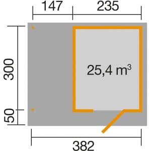 Weka Designhaus 172 A Gr.2 Anbau 147 cm 430 x 375 x 226 cm Schwedenrot