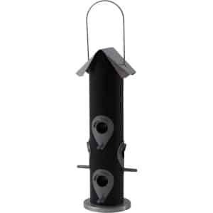 Siena Garden Futterspender Feeder Schwarz und Silber Ø 14 cm x 35 cm