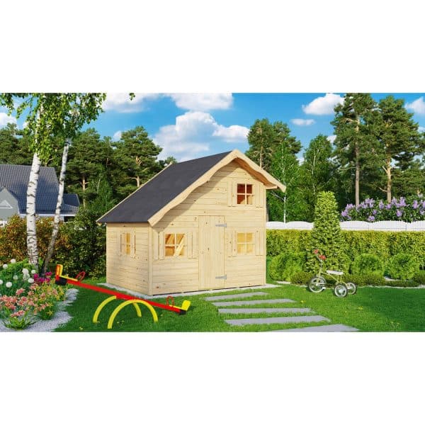 Weka Kinderspielhaus Loki 15 mm 220 cm x 180 cm Natur