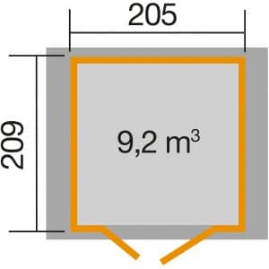 Weka Gartenhaus/Gerätehaus 224 A Gr.1 260 x 233 x 238 cm Grau