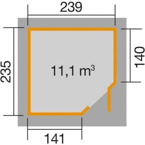 Weka Gartenhaus/Gerätehaus 229 A Gr.2 270 x 270 x 217 cm Grau