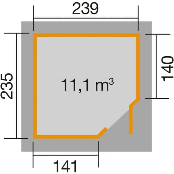 Weka Gartenhaus/Gerätehaus 229 A Gr.2 270 x 270 x 217 cm Grau