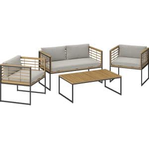 Conmurra Sofa-Lounge-Set FSC® Teakholz 4-tlg. Hellgrau