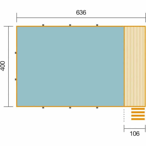 Weka Massivholzpool 595 Gr.2 Technikraum/Sonnendeck 490 x 644 x 203 cm Blau