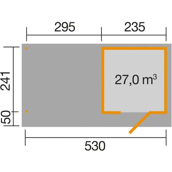 Weka Designhaus 172 B Gr.1 Anbau 295cm 575 x 314 x 226 cm Schwedenrot